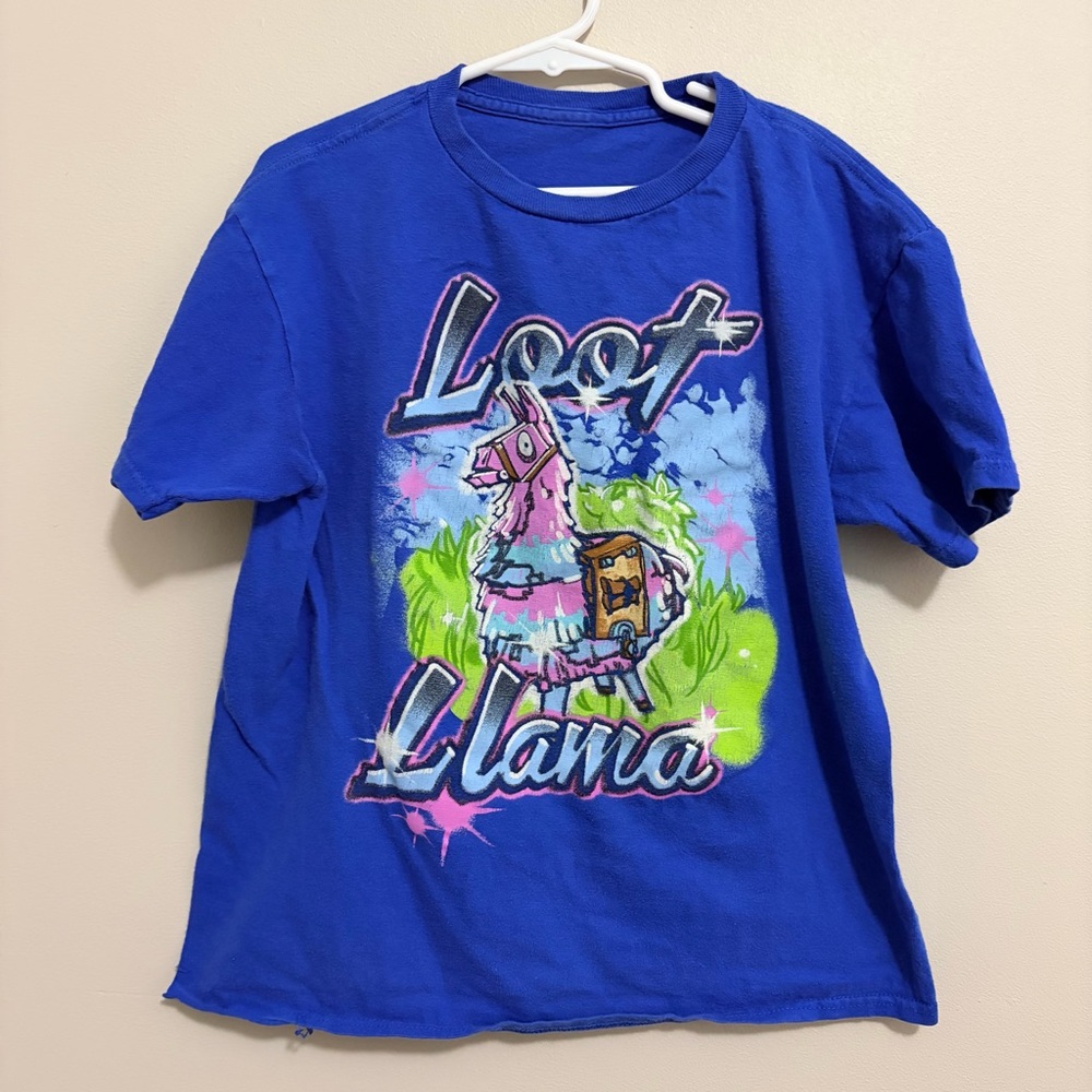 Fortnite Blue Loot Llama Kids Original T-Shirt Deep Blue Boys 6/7